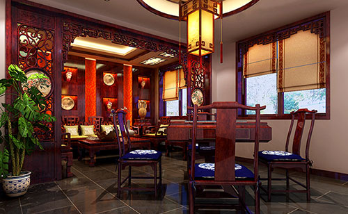 滨海古典中式风格茶楼包间设计装修效果图